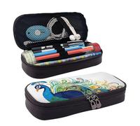 GlbnSHeric Pencil Bag Retractable Pencil Case Peacock Pattern Pen Bag Stationery Case with Zipper Pen Holder Aesthetic Pencil Cases for Office Work 9 Ã- 20 CM