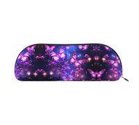 GlbnSHeric Pencil Bag Retractable Pencil Case Purple Cute Butterfly Print Pen Bag Stationery Case for Office Pen Holder for Work Retractable Pencil Cases with Zipper 6.5 × 19 CM