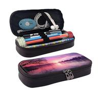 GlbnSHeric Pencil Bag Retractable Pencil Case Purple Sunset on Water Pen Bag Stationery Case with Zipper Pen Holder Aesthetic Pencil Cases for Office Work 9 Ã- 20 CM