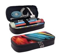 GlbnSHeric Pencil Bag Retractable Pencil Case Red Blue Green Feathers Pen Bag Stationery Case with Zipper Pen Holder Aesthetic Pencil Cases for Office Work 9 Ã- 20 CM