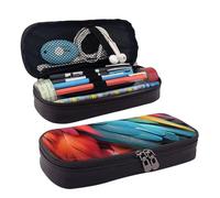 GlbnSHeric Pencil Bag Retractable Pencil Case Red Blue Green Feathers Pen Bag Stationery Case with Zipper Pen Holder Aesthetic Pencil Cases for Office Work 9 Ã- 20 CM
