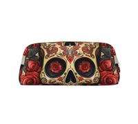 GlbnSHeric Pencil Bag Retractable Pencil Case Red Rose Sugar Skull Pen Bag Stationery Case for Office Pen Holder for Work Retractable Pencil Cases with Zipper 8 × 20.5 CM