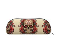 GlbnSHeric Pencil Bag Retractable Pencil Case Red Rose Sugar Skull Pen Bag Stationery Case for Office Pen Holder for Work Retractable Pencil Cases with Zipper 6.5 × 19 CM