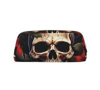 GlbnSHeric Pencil Bag Retractable Pencil Case Skull Rose-Red Pen Bag Stationery Case for Office Pen Holder for Work Retractable Pencil Cases with Zipper 8 × 20.5 CM