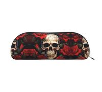 GlbnSHeric Pencil Bag Retractable Pencil Case Skull Rose-Red Pen Bag Stationery Case for Office Pen Holder for Work Retractable Pencil Cases with Zipper 6.5 × 19 CM