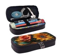 GlbnSHeric Pencil Bag Retractable Pencil Case Sunflower and Rose Pen Bag Stationery Case with Zipper Pen Holder Aesthetic Pencil Cases for Office Work 9 Ã- 20 CM