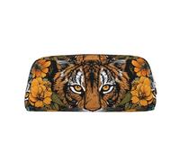 GlbnSHeric Pencil Bag Retractable Pencil Case Tiger and Sunflower Pen Bag Stationery Case for Office Pen Holder for Work Retractable Pencil Cases with Zipper 8 × 20.5 CM