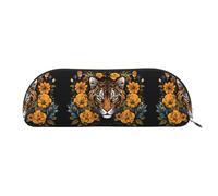 GlbnSHeric Pencil Bag Retractable Pencil Case Tiger and Sunflower Pen Bag Stationery Case for Office Pen Holder for Work Retractable Pencil Cases with Zipper 6.5 × 19 CM