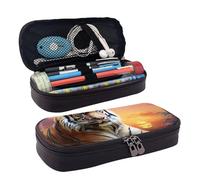 GlbnSHeric Pencil Bag Retractable Pencil Case Tiger Colorful Sunset Pen Bag Stationery Case with Zipper Pen Holder Aesthetic Pencil Cases for Office Work 9 Ã- 20 CM