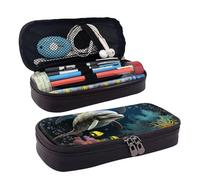 GlbnSHeric Pencil Bag Retractable Pencil Case Two Dolphin and Fish Pen Bag Stationery Case with Zipper Pen Holder Aesthetic Pencil Cases for Office Work 9 Ã- 20 CM