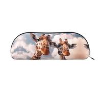 GlbnSHeric Pencil Bag Retractable Pencil Case Two Giraffes Making Faces Pen Bag Stationery Case for Office Pen Holder for Work Retractable Pencil Cases with Zipper 6.5 × 19 CM