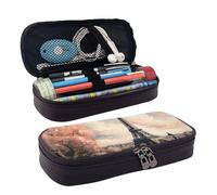 GlbnSHeric Pencil Bag Retractable Pencil Case Vintage Style Eiffel Tower Paris Pen Bag Stationery Case with Zipper Pen Holder Aesthetic Pencil Cases for Office Work 9 Ã- 20 CM