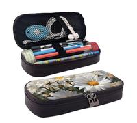 GlbnSHeric Pencil Bag Retractable Pencil Case Wild White Daisies Pen Bag Stationery Case with Zipper Pen Holder Aesthetic Pencil Cases for Office Work 9 Ã- 20 CM