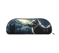 GlbnSHeric Pencil Bag Retractable Pencil Case Wolf at Night Pen Bag Stationery Case for Office Pen Holder for Work Retractable Pencil Cases with Zipper 6.5 × 19 CM