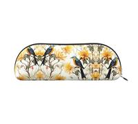 GlbnSHeric Pencil Bag Retractable Pencil Case Yellow Flowers and Birds Pen Bag Stationery Case for Office Pen Holder for Work Retractable Pencil Cases with Zipper 6.5 × 19 CM
