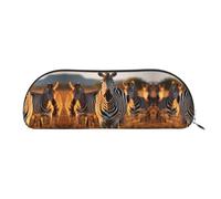 GlbnSHeric Pencil Bag Retractable Pencil Case Zebras on Brown Grass Field Pen Bag Stationery Case for Office Pen Holder for Work Retractable Pencil Cases with Zipper 6.5 × 19 CM