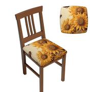 GlbnSHeric Seat Covers for Dining Room Seat Cushion Four Pieces Chair Covers Bees Sunflowers Seat Slipcovers Stretch Furniture Protector Covers Kitchen Cushion Covers for Dining Office