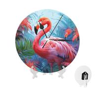 GlbnSHeric Wall Clock Silent Non Ticking 10 Inch Clock Painted Flamingo Wall Clocks Analog Clock for Bathroom Decorative Round Modern Wall Decor Clock for Home Kitchen Living Bedroom
