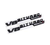 GLBPVPMTMB 2Pcs 3d ABS V8 Biturbo 4matic Logo Letters Car Fender Trim Emblem Badge Sticker For C63S E63S GLC Accessories Car Sticker(WHITE)