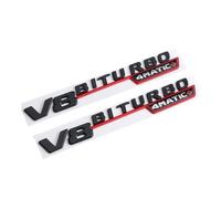 GLBPVPMTMB 2Pcs 3d ABS V8 Biturbo 4matic Logo Letters Car Fender Trim Emblem Badge Sticker For C63S E63S GLC Accessories Car Sticker(GRAY)