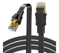 GLCON 5.5m Ethernet Cable Cat8 Flat High-Speed 2000MHz 40Gbps STP Shielded LAN/Internet Cable - Durable Black RJ45 Cables for Gaming/4K Streaming