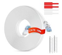 GLCON Ethernet Cable 10m, Cat 6 Flat Ethernet Cable 1000Mbps 250Mhz, RJ45 Lan Internet Cable Network Cable for PC PS5 Modem Laptop Router
