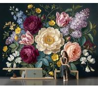 GLCWARM 3D Panoramic Classical Floral Art Wallpaper Mural