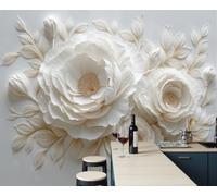GLCWARM 3D Relief Flowers Mural Wallpaper 300X210Cm
