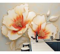 GLCWARM 3D Relief Plant Mural Wallpaper 450X300Cm