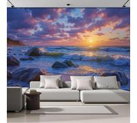 GLCWARM Beach Scenery Mural Wallpaper 300X210Cm