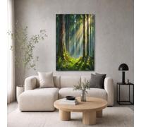 GLCWARM Canopy Forest Wall Art 80X120 Cm | Hidden Scenery Canvas Wall Pictures Emerald Green Painting Artwork For Living Room Bedroom Office Decoration