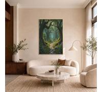 GLCWARM Canvas Wall Art Canvas Prints Arched Forest Flower Path | Painting Poster Fantasy Forest Style Pictures For Living Room Bedroom Bathroom Hallway Wall Decor, 80X120 Cm