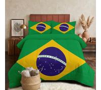 GLCWARM Comforter Insert Super King Size Brazil'S Green Flag With Yellow Diamond Shape Blue Circle | Lightweight Down Alternative Duvet, Fluffy Microfibre Super King Quilt For Kids, Teens, And Adults