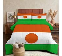 GLCWARM Comforter Insert Super King Size Niger'S Bright White Green Horizontal Striped Circle Flag | Lightweight Down Alternative Duvet,Fluffy Microfibre Super King Quilt For Kids,Teens,And Adults