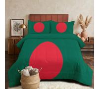 GLCWARM Duvet Single Size Bangladesh Flag With Green Background Red Circle | Soft & Breathable Single Comforter, Touch Feels Like Down Microfibre Polycotton Quilt For All Season