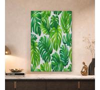 GLCWARM Gradient Monstera Leaf Wall Art 40X60 Cm | Watercolor Natural Plants Canvas Wall Pictures Bright Green Painting Artwork For Living Room Bedroom Office Decoration