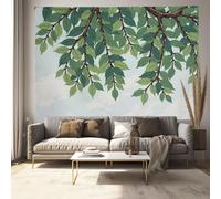 GLCWARM Healing style Tapestry Wall Hanging Simple Print DecorLeaves Clouds Tapestries Durable Wall Art Decoration Green Cyan Tapestry For Dorm Living Room Bedroom 50 × 60″