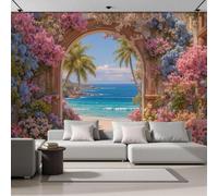 GLCWARM Island Garden Mural Wallpaper 200X140Cm