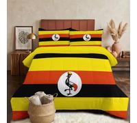 GLCWARM King Duvet Comforter Insert Ugandan Crown Crane Flag | Comfortable Soft Ideal Down Comforter For All Season, Microfibre Quilt With 2 Pillowcases