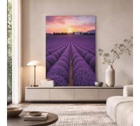 GLCWARM Lavender Fields Canvas Wall Art Print 30X40 Cm | Pastoral Scenery Prints For Hallway Stairs Bedroom Living Room Walls Home Office Decorations, Dark Purple