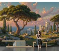 GLCWARM Murals Wallpaper Ancient Greek Scenery 400X280Cm