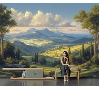 GLCWARM Murals Wallpaper Pastoral Scenery 450X315Cm