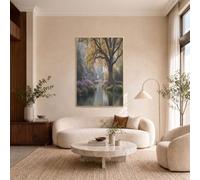 GLCWARM Oak River Canvas Wall Art Print 30X40 Cm | Healing Mountains Rivers Prints For Hallway Stairs Bedroom Living Room Walls Home Office Decorations, Yellow-Green