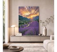 GLCWARM Provence Flower Fields Wall Art For Bedroom Wall Decor Pastoral Scenery | Canvas Art Pictures Deocrations For Living Room Office Bathroom No Framed, 50X70 Cm
