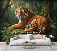 GLCWARM Rock Tiger Wallpaper Murals 400X280Cm | Jungle Realistic Animals Art Hd Poster Mural 3D Photo Wallpaper for Bedroom Living Room Home Office Backdrop Wall Decor