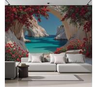 GLCWARM Santorini Scenery Mural Wallpaper 200X140Cm