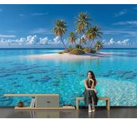 GLCWARM Tropical Beach Wallpaper - Coconut Coral Wall Mural