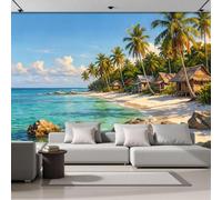 GLCWARM Tropical Island Scenery Mural Wallpaper 200X140Cm