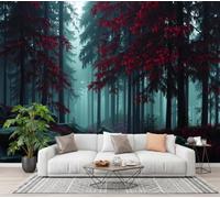 GLCWARM Wallpaper Wall Mural 450X315Cm Non-Woven Red Leaf Forest Art Print | Fleece Wall The Jungle Book Mural Decoration Poster Picture Design for Living Room Bedroom Bathroom