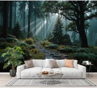 GLCWARM Wallpaper Wall Mural Forest Light Path 250X175Cm / Nordic Forest Photo Wallpaper Mural Decoration Wall Covering for Dining Rooms Living Rooms Bedrooms